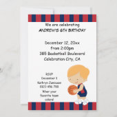 第6誕生日ブルーと赤バスケットボールプレーヤーv2 招待状 (裏面)