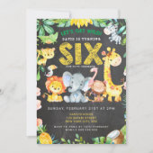 第6誕生日ボーイサファリアニマルシャルボードジャングル 招待状 (正面)