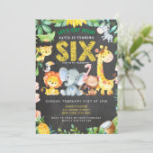 第6誕生日ボーイサファリアニマルシャルボードジャングル 招待状 (スタンド正面)