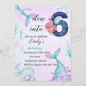 第6誕生日マーメイドの招待に飛び込む シーズンカード (正面/裏面)