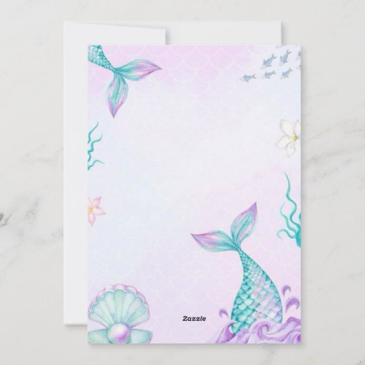 第6誕生日マーメイドの招待に飛び込む シーズンカード (裏面)