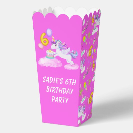第6誕生日ユニコーンとケーキのお願いボックス フェイバーボックス (正面)