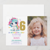 第6誕生日ユニコーン誕生日招待状写真 招待状 (正面/裏面)