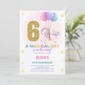 第6誕生日ユニコーン誕生日招待状 招待状 (スタンド正面)