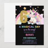 第6誕生日ユニコーン誕生日招待状 招待状 (正面/裏面)