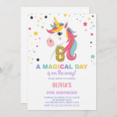 第6誕生日ユニコーン誕生日招待状 招待状 (正面/裏面)