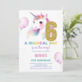 第6誕生日ユニコーン誕生日招待状 招待状 (スタンド正面)