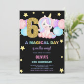 第6誕生日ユニコーン誕生日招待状 招待状 (スタンド正面)