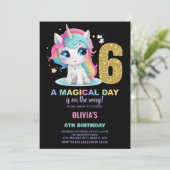 第6誕生日ユニコーン誕生日招待状 招待状 (スタンド正面)