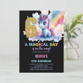 第6誕生日ユニコーン誕生日招待状 招待状 (スタンド正面)