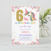 第6誕生日ユニコーン誕生日招待状 招待状 (スタンド正面)
