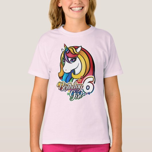 第6誕生日ユニコーンTシャツfor girls. Tシャツ (正面)