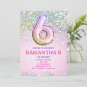 第6誕生日レインボーグリッター誕生日 招待状 (スタンド正面)