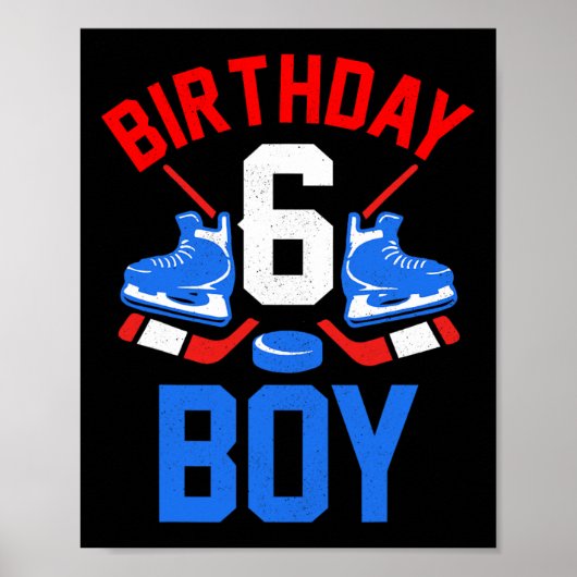 第6誕生日女子ボーイズ6歳アイスホッケー ポスター (正面)