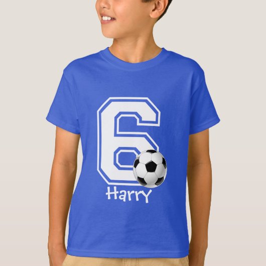 第6誕生日少年サッカーパーソナライズされた3 Tシャツ (正面)