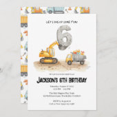 第6誕生日建築ボーイ誕生日招待状 招待状 (正面/裏面)