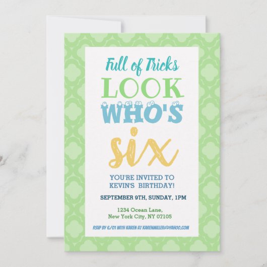 第6誕生日招待状ことわざ 招待状 (正面)