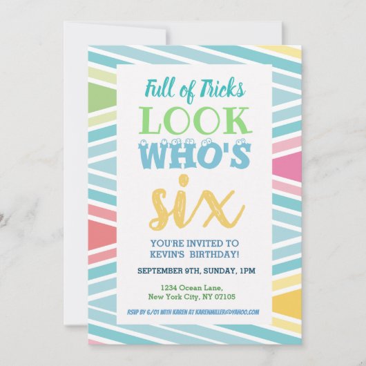 第6誕生日招待状ことわざ 招待状 (正面)