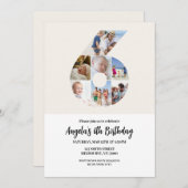 第6誕生日招待状ミニマリスト – 第6位 招待状 (正面/裏面)