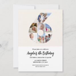 第6誕生日招待状ミニマリスト – 第6位 招待状