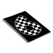 第6誕生日第市松模様に6号車レース国旗 ノートブック (右側)