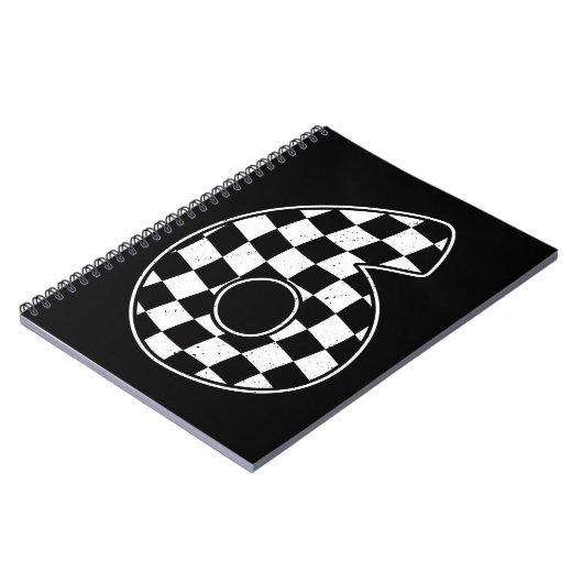 第6誕生日第市松模様に6号車レース国旗 ノートブック (左側)