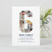 第6誕生日第6カスタム号写真コラージュ 招待状 (スタンド正面)