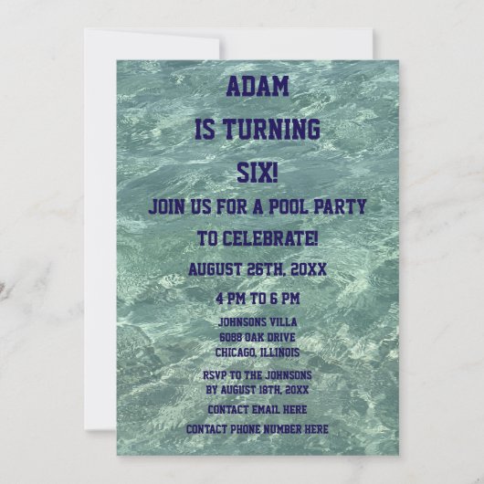 第6誕生日第6プールパーティービーチウォーターアート2025 招待状 (正面)