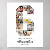 第6誕生日第6号写真コラージュのカスタム写真 ポスター (正面)