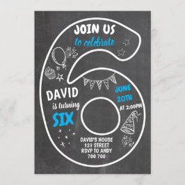 第6誕生日第6黒板番号青 招待状
