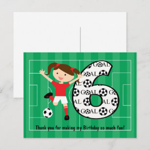 第6誕生日赤と白サッカー女子1 ポストカード