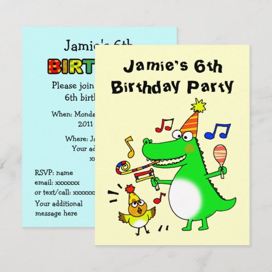 第6誕生日（私は6歳） 招待状 (正面/裏面)