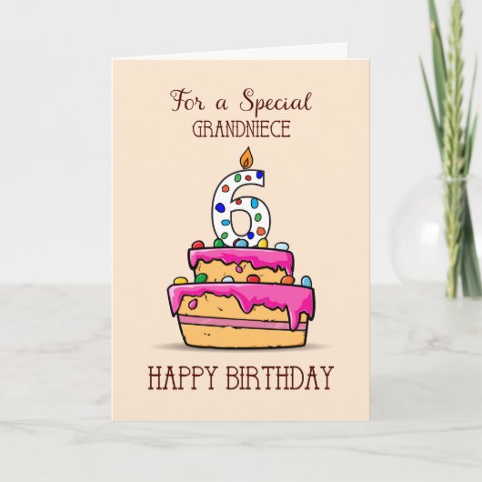 第6誕生日、6オンスイートピンクケーキ カード (正面)