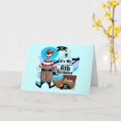 第6誕生日Tシャツと贈り物 カード (黄色い花)