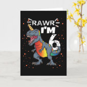 第6誕生日Tレックス恐竜 カード (黄色い花)