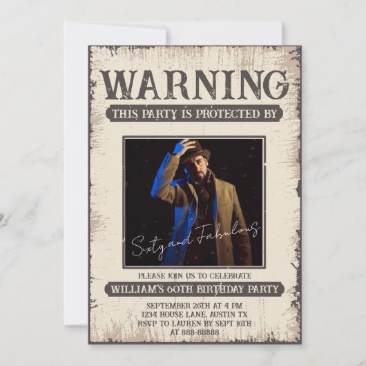 第60おもしろいレトロヴィンテージ60と素晴らしい誕生日 招待状 (正面)