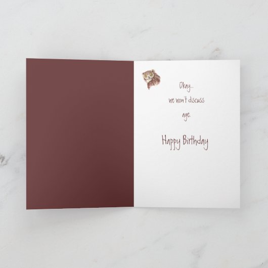 第60おもしろい誕生日フクロウと態度鳥のユーモア カード (内部)