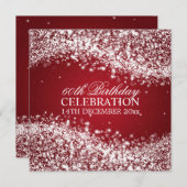 第60エレガント回誕生パーティきらめくー・ウェーブレッド 招待状 (正面/裏面)