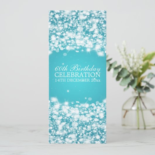 第60エレガント回誕生パーティー、スター・スパークルブルー 招待状 (スタンド正面)