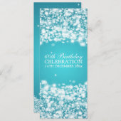 第60エレガント回誕生パーティー、スター・スパークルブルー 招待状 (正面/裏面)