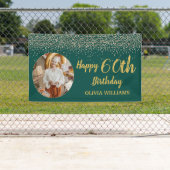 第60エレガント級誕生日グリーン金ゴールドグリッター 横断幕 (インサイチュ)