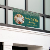 第60エレガント級誕生日グリーン金ゴールドグリッター 横断幕 (ビルの外側)