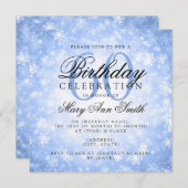 第60エレガント誕生日ブルーウィンターワンダーランド 招待状 (正面/裏面)