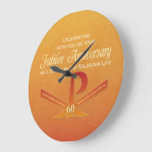 第60オレンジ記念祭記念日の尼僧PAXの十字 ラージ壁時計 (傾斜)