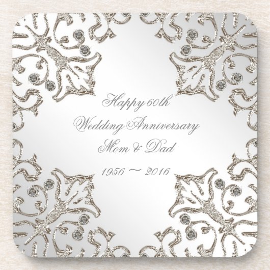 第60ダイヤモンドの結婚記念日のコースターはぴかぴか光ります コースター (正面)