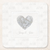 第60ダイヤモンドの結婚記念日のコースター スクエアペーパーコースター (正面)