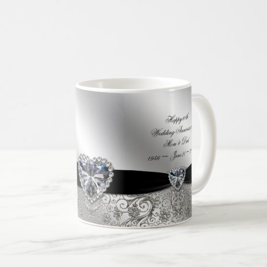 第60ダイヤモンドの結婚記念日のコーヒー・マグ コーヒーマグカップ (正面右)