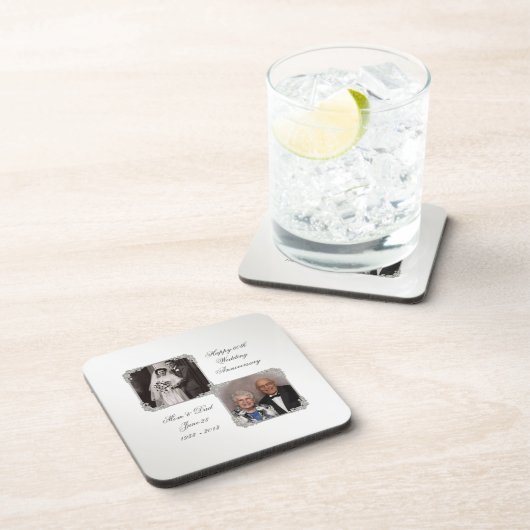第60ダイヤモンドの結婚記念日の写真のコースター コースター (右側)