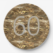 第60ダイヤモンド結婚式第60記念日の金ゴールド ペーパープレート (正面)