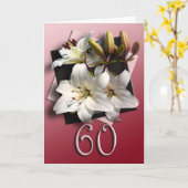 第60ハッピーバースデーカード-白いliles カード (黄色い花)